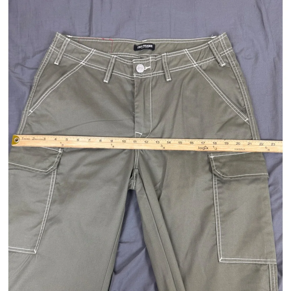 True Religion Mens Cargo SN Pant HS Kalamata Green Contrast Stitch ~33x32 NWT